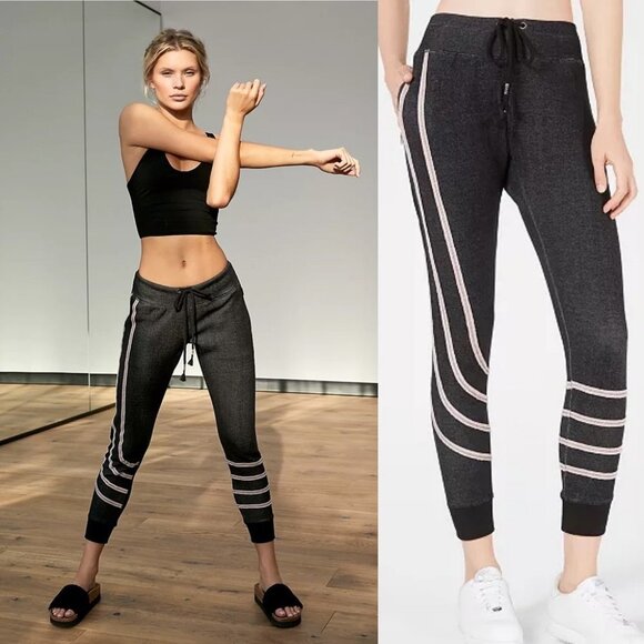 NWT Free People Far Out Jogger Black Small Striped New With Tags Slim Bohemian S - Picture 1 of 7